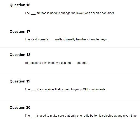 Solved Question 11 is ItemListener event handler method that | Chegg.com