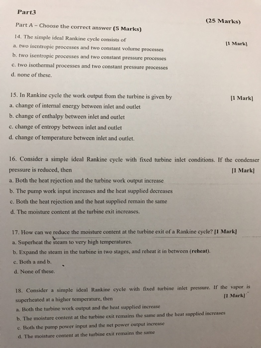 Solved The simple ideal Rankine cycle consists of a. two | Chegg.com