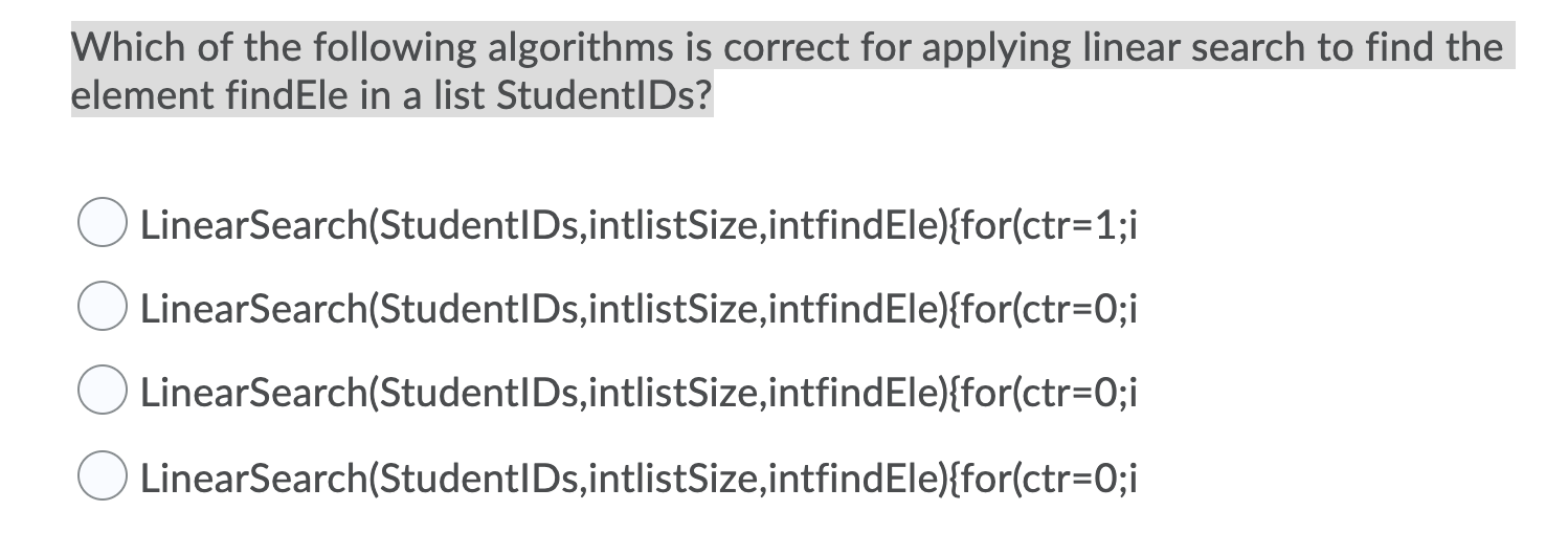 Solved Which of the following algorithms is correct for | Chegg.com