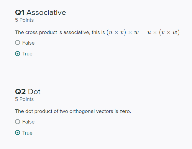 Solved Q1 Associative 5 Points The cross product is | Chegg.com