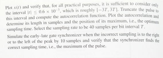 8.15 Simulation of Early-Late Gate Synchronizer for | Chegg.com