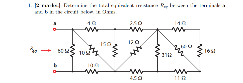 Solved Determine the total equivalent resistance Req between | Chegg.com