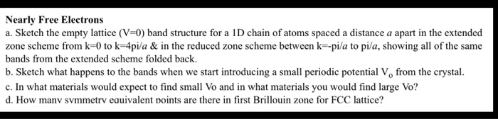 Solved Nearly Free Electrons a. Sketch the empty lattice | Chegg.com