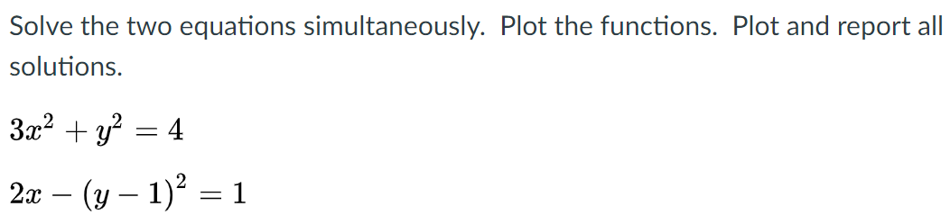 Solved Solve the two equations simultaneously. Plot the | Chegg.com