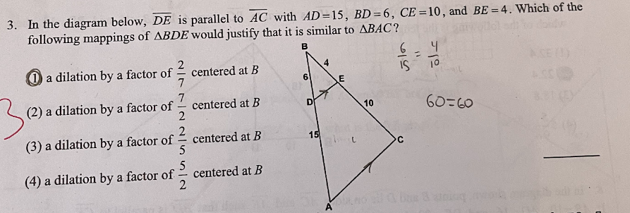 Solved B 10 E 10 3. In the diagram below, DE is parallel to | Chegg.com