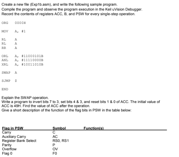 Exm File Example Create a new file (Exp1b.asm), and write the | Chegg.com