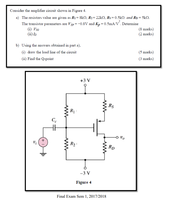 Solved Consider the amplifier circuit shown in Figure 4. a) | Chegg.com