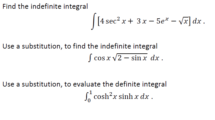 Solved Find the indefinite integral [4 sec? x + 3x – 5e+ – | Chegg.com