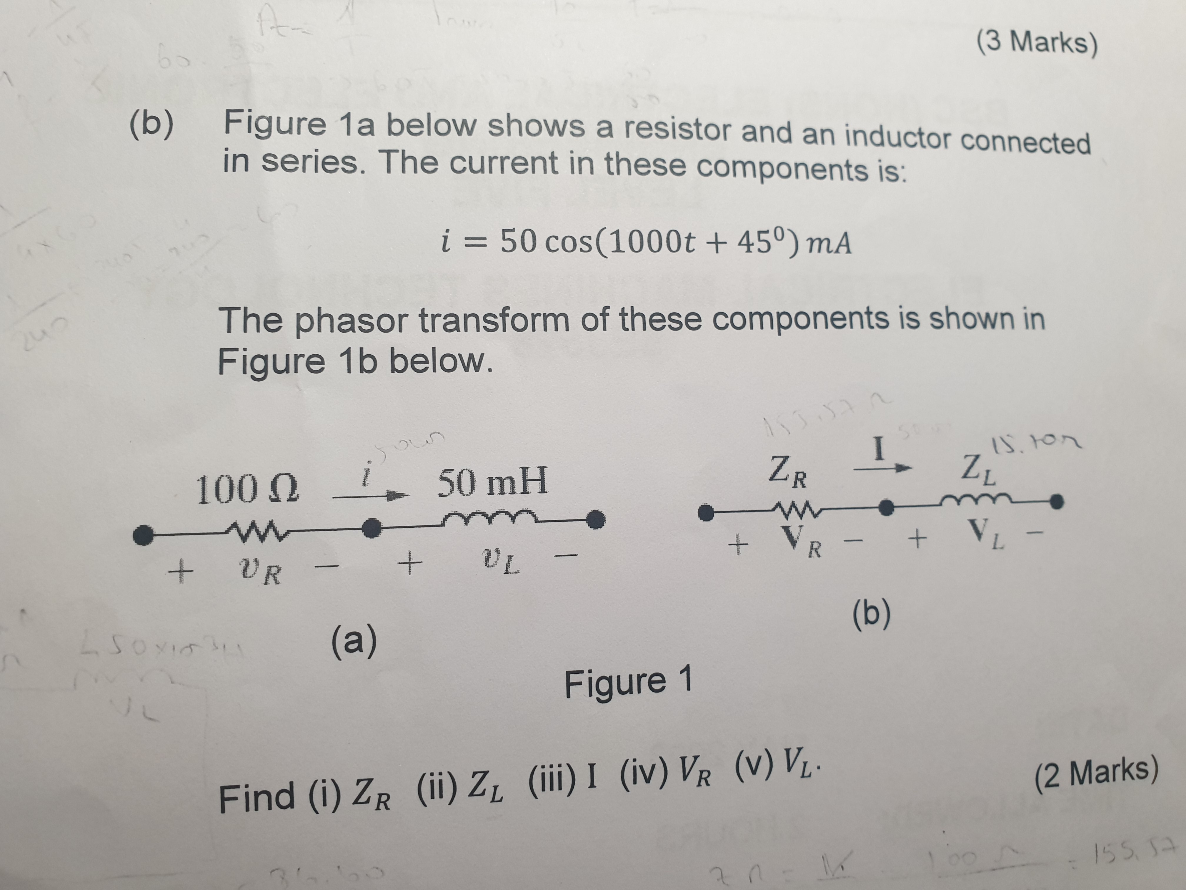 Solved B) Figure 1a Below Shows A Resistor And An Inductor | Chegg.com