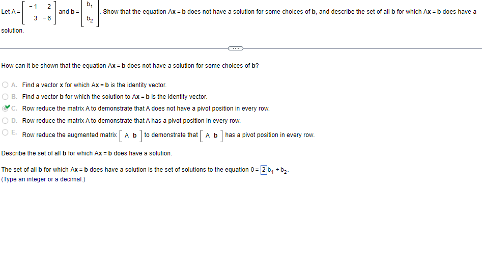 Solved Let A=[−132−6] And B=[b1b2]. Show That The Equation | Chegg.com