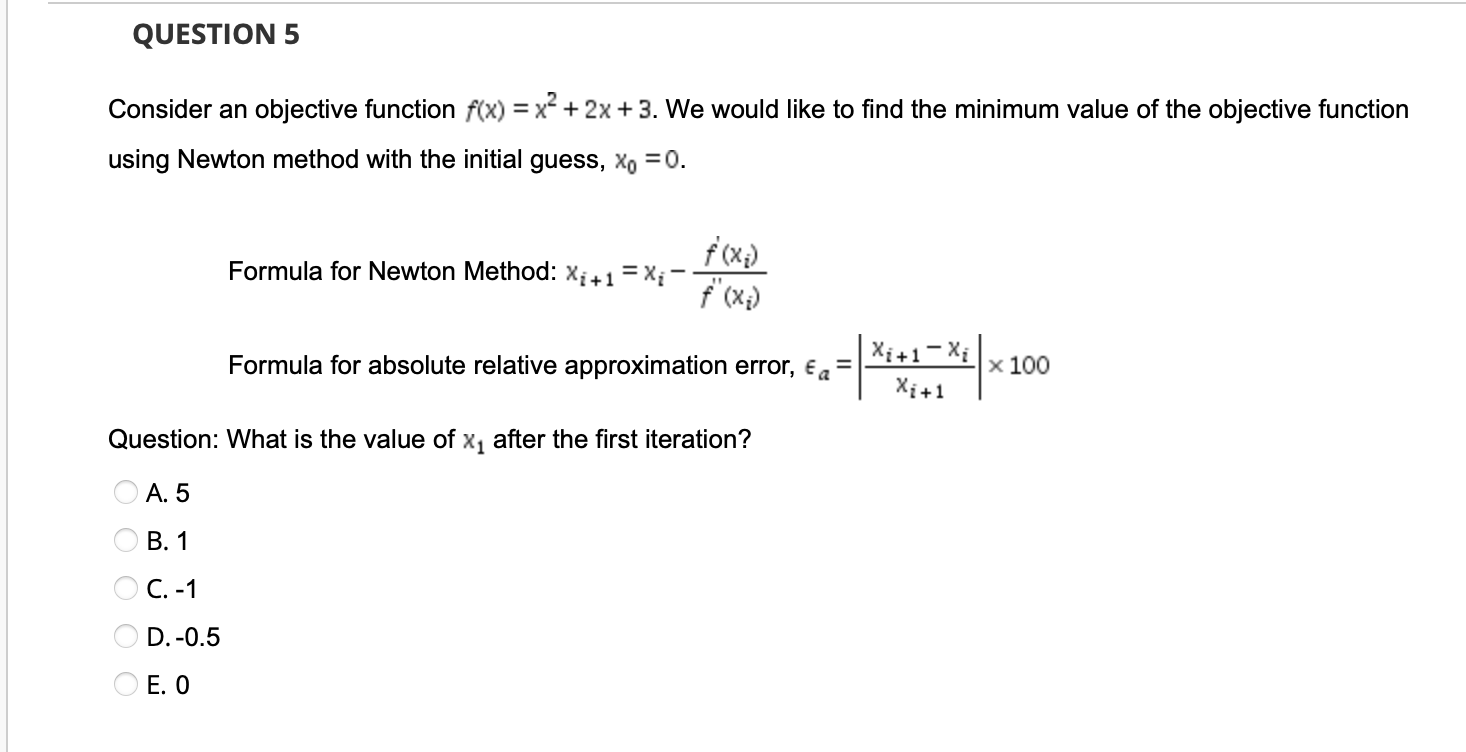Solved QUESTION 4 Consider an objective function f(x) = x2 – | Chegg.com