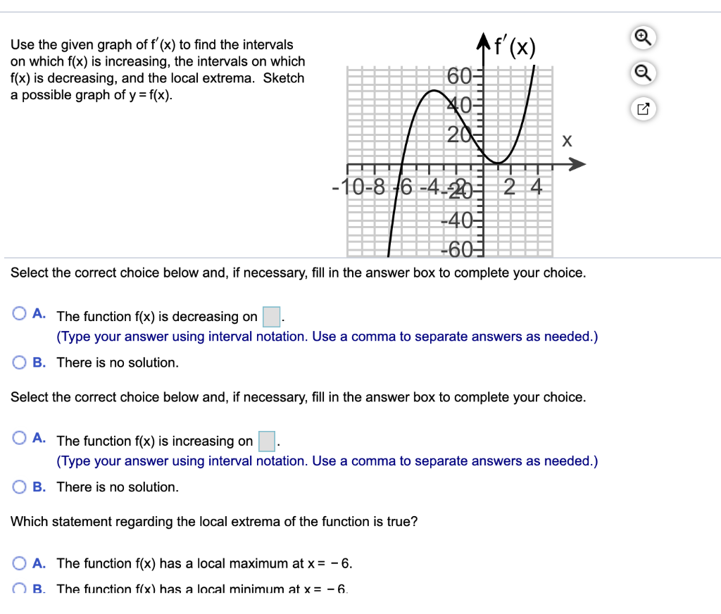 Solved Use the given graph of f'(x) to find the intervals on | Chegg.com