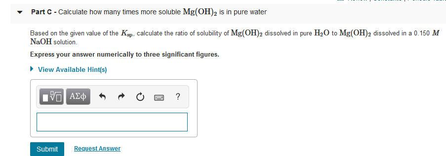 Solved Part A - Calculate the molar solubility in water | Chegg.com