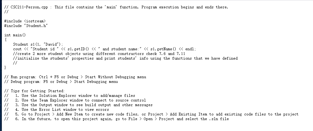 Solved 1. For the student class that we developed in class | Chegg.com