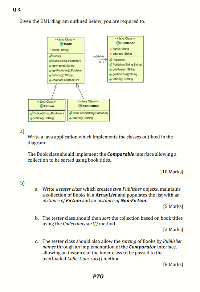 Solved Given The UML Diagram Outlined Below, You Are | Chegg.com