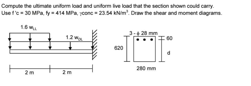 Solved Compute the ultimate uniform load and uniform live | Chegg.com