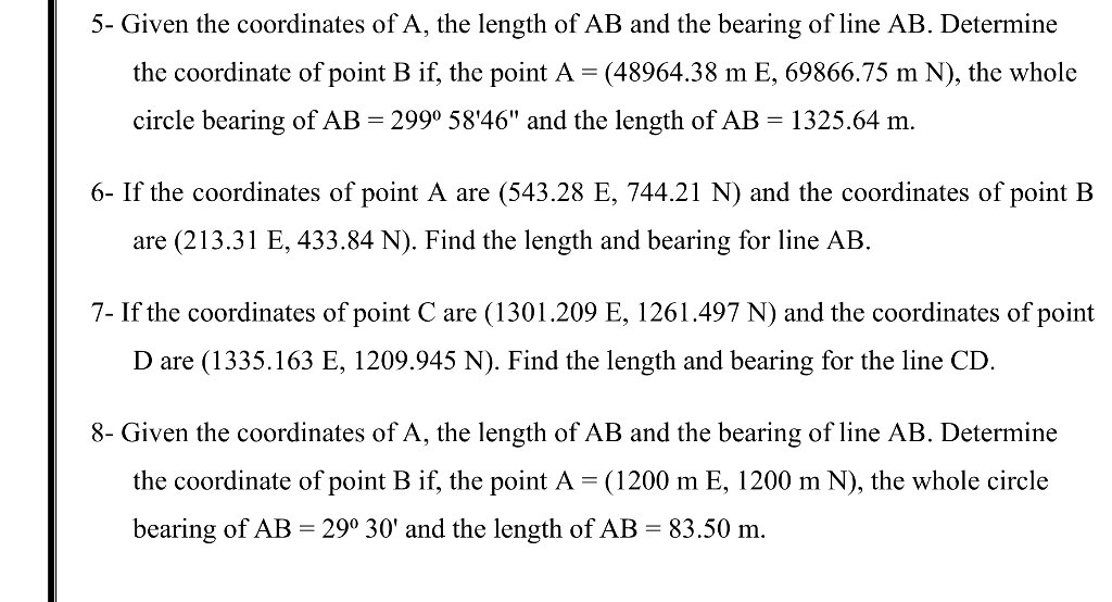 Solved 5- Given the coordinates of A, the length of AB and | Chegg.com