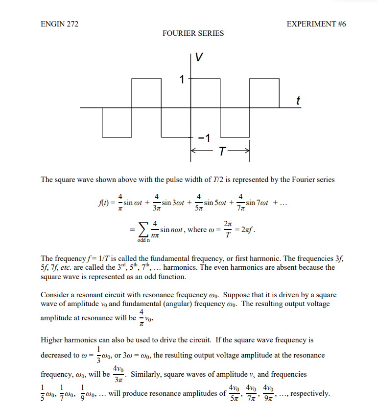 Solved The square wave shown above with the pulse width of | Chegg.com