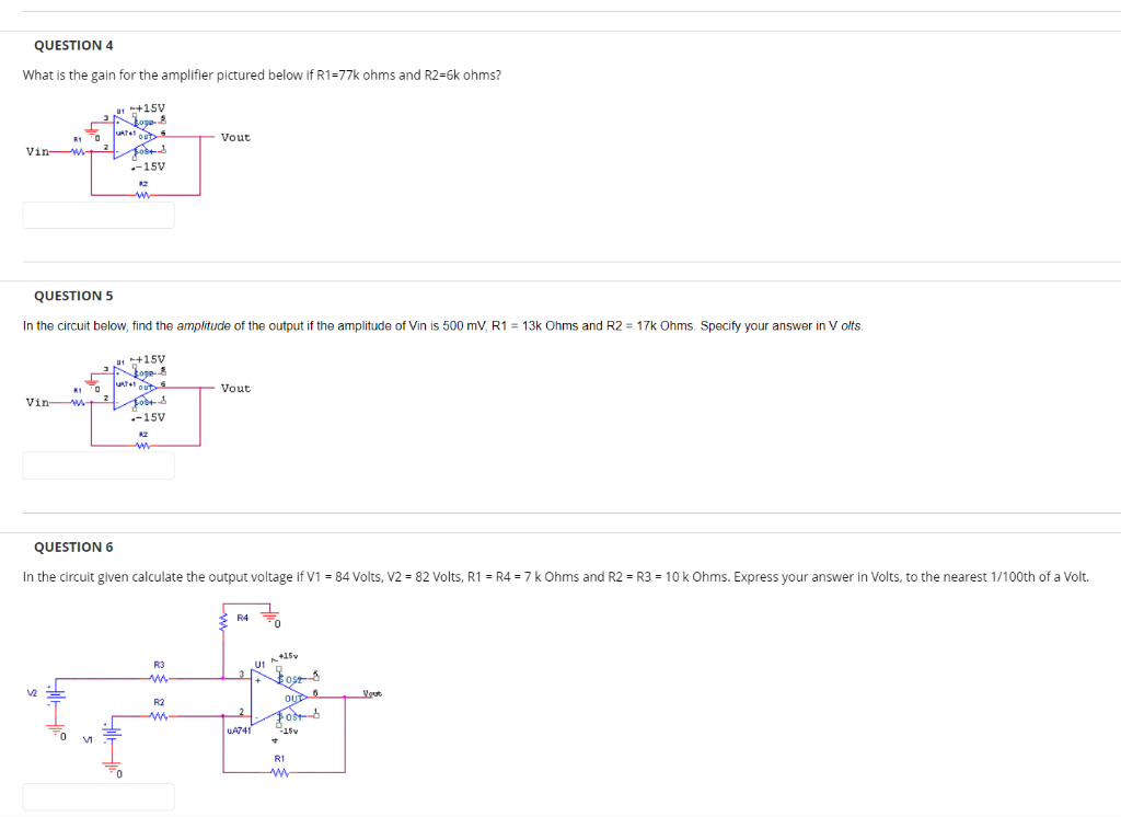 Solved QUESTION 4 What Is The Gain For The Amplifier | Chegg.com