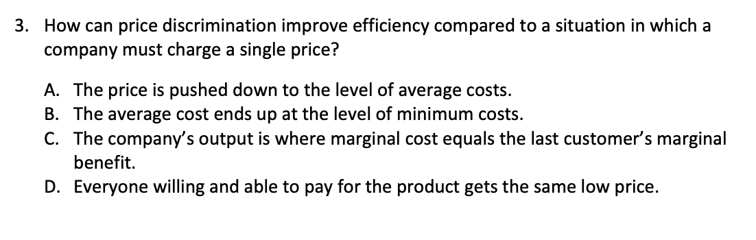 Solved How Can Price Discrimination Improve Efficiency | Chegg.com