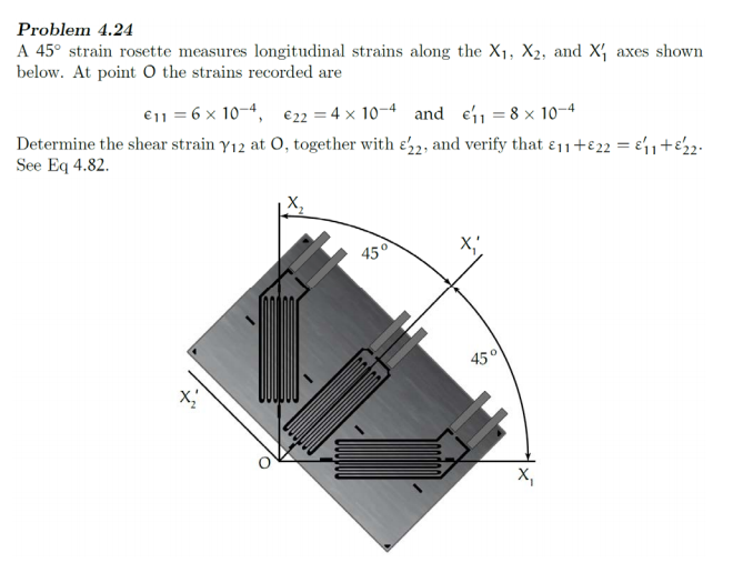 Solved Problem 4.24 A 45° strain rosette measures | Chegg.com
