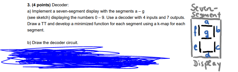 Solved 3. (4 points) Decoder: a) Implement a seven-segment | Chegg.com