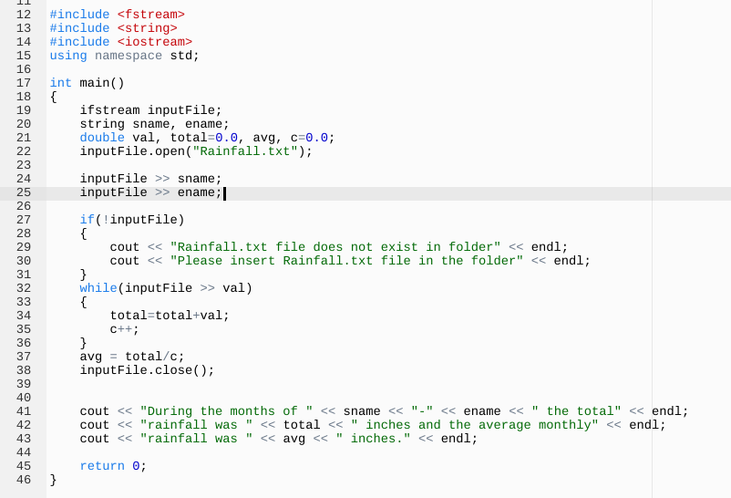 Solved [C++] Using Files—Total and Average Rainfall Write a | Chegg.com