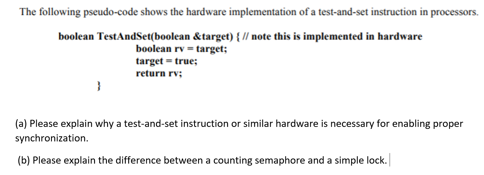 Solved The following pseudo-code shows the hardware | Chegg.com