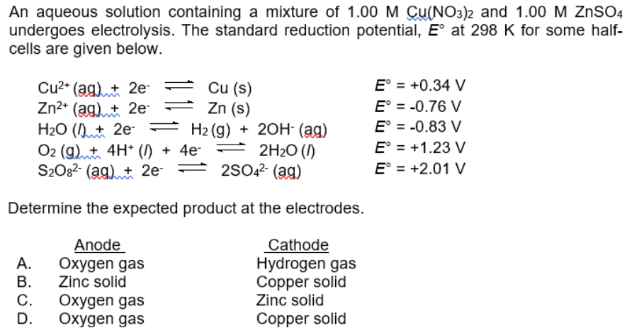 Solved An Aqueous Solution Containing A Mixture Of 1 00 M Chegg Com