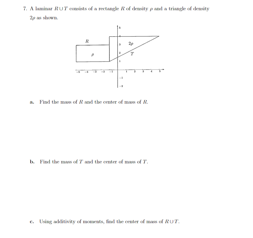 Solved 7. A laminar R∪T consists of a rectangle R of density | Chegg.com