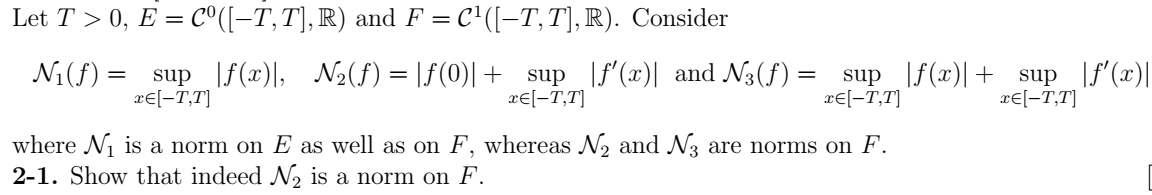 Solved Let T>0,e=c0([−t,t],r) And F=c1([−t,t],r). Consider 