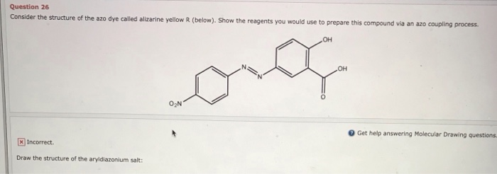 Solved Question 26 Consider the structure of the azo dye | Chegg.com