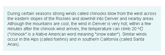 Solved Warm winds called Chinooks (a native-American term