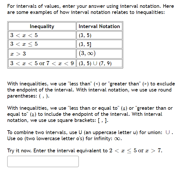 Solved For Intervals Of Values, Enter Your Answer Using 