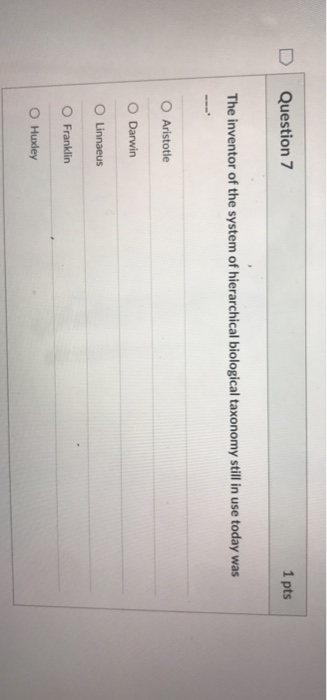 Solved The inventor of the system of hierarchical biological | Chegg.com