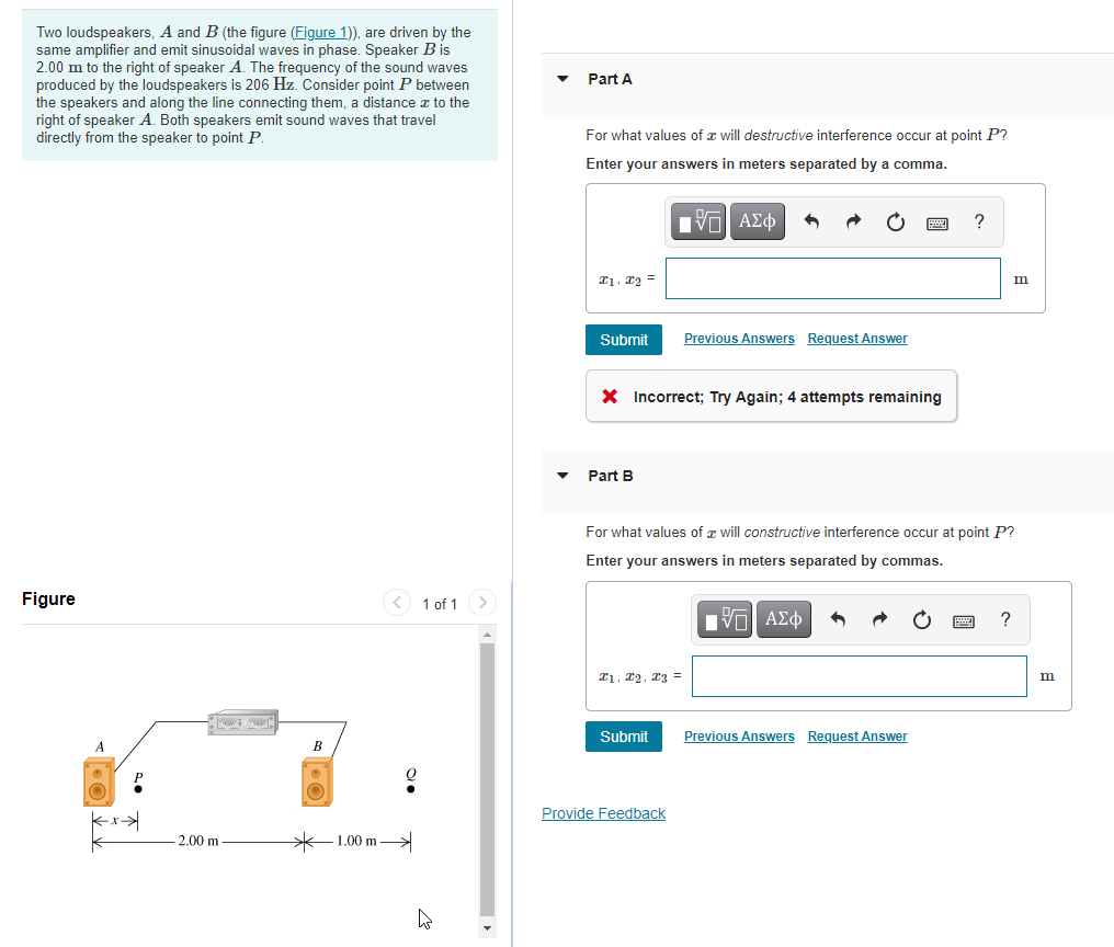 Solved Two Loudspeakers, A And B (the Figure (Figure 1)), | Chegg.com