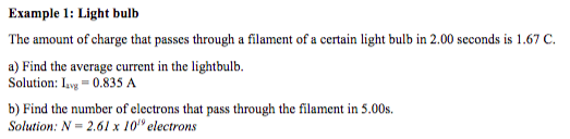 Solved Example 1: Light bulb The amount of charge that | Chegg.com