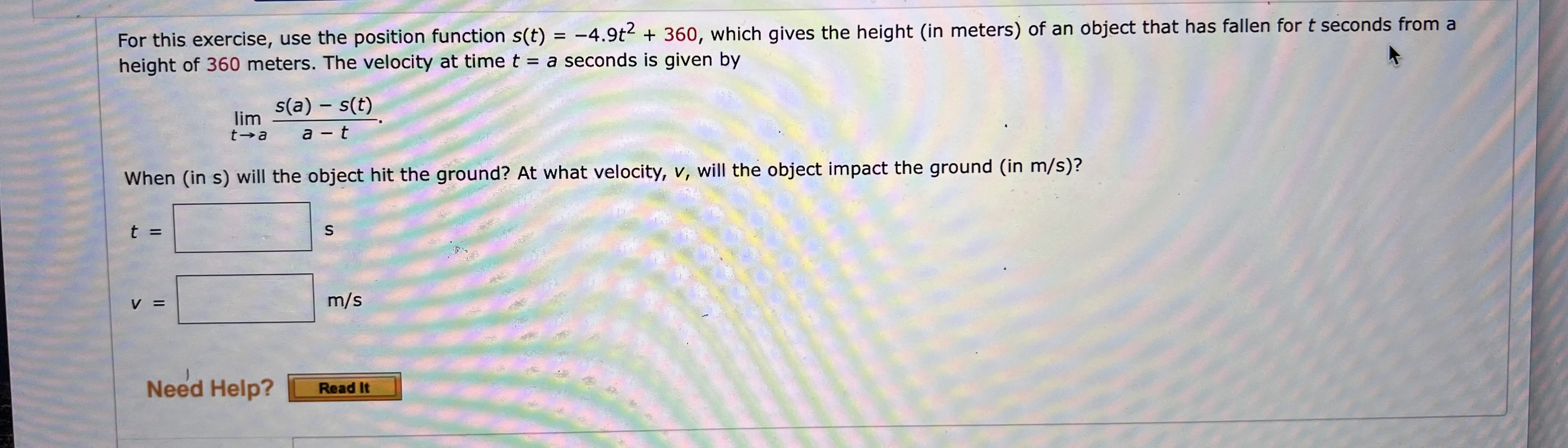 Solved For this exercise, use the position function | Chegg.com