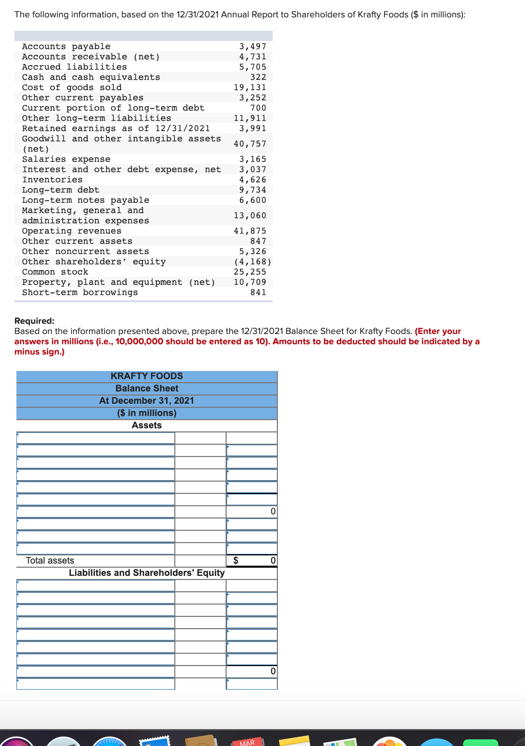 Solved The following information, based on the 12/31/2021