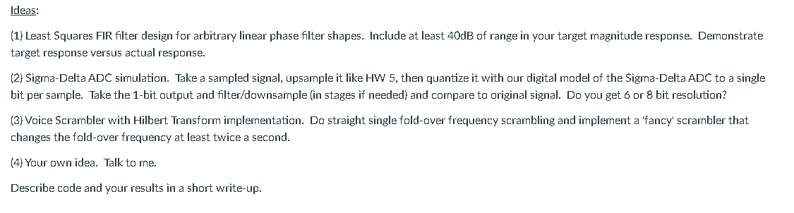 Ideas: (1) Least Squares FIR filter design for | Chegg.com