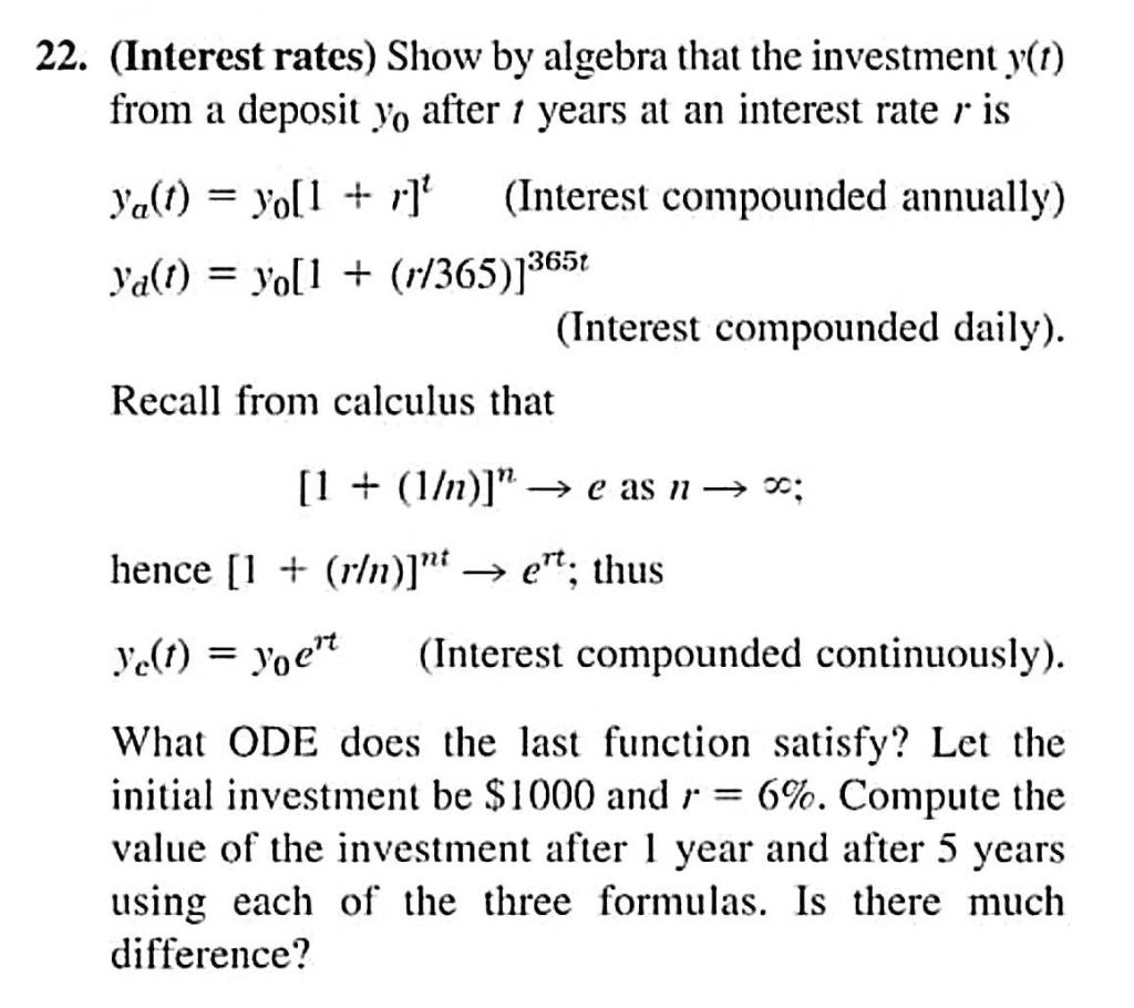 Solved 22. (Interest rates) Show by algebra that the | Chegg.com