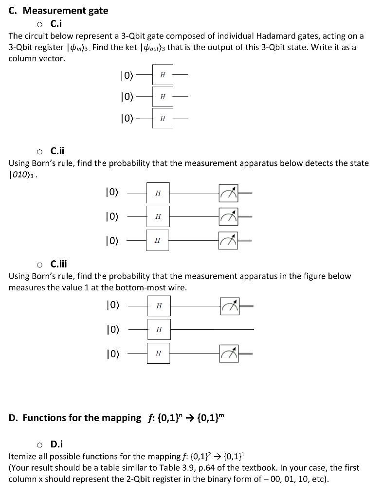 C Measurement Gate O C I The Circuit Below Represent Chegg Com