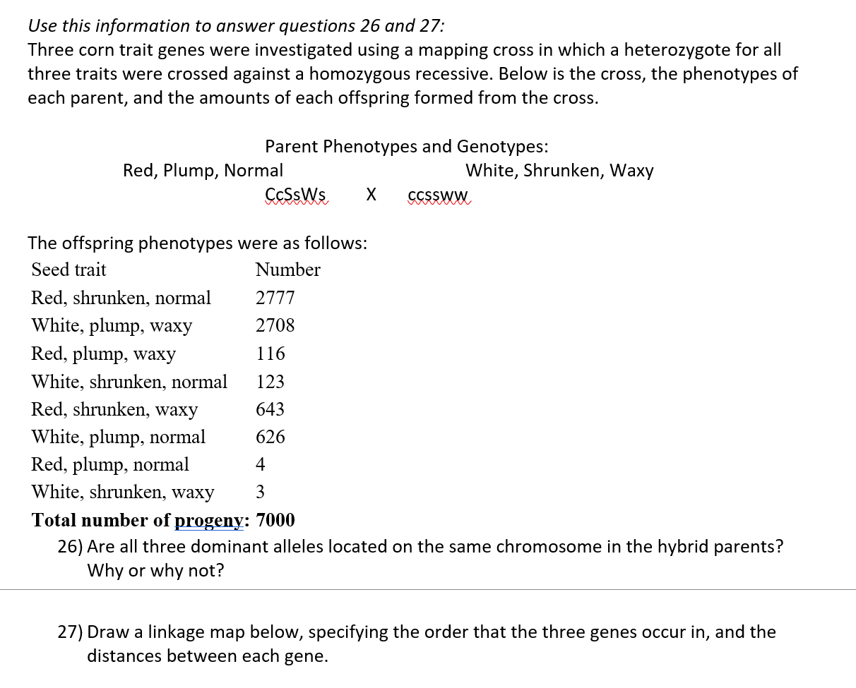 Solved Use this information to answer questions 26 and 27 : | Chegg.com