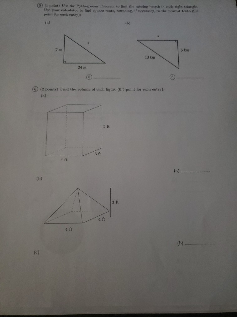 Solved 1. Use the pythagorean theorem to find the missing | Chegg.com