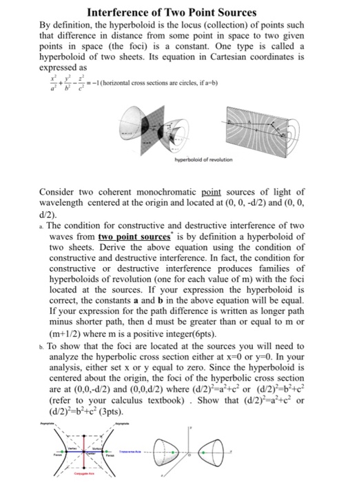 Solved By definition, the hyperboloid is the locus | Chegg.com