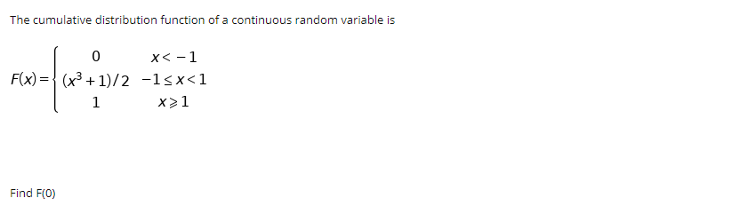Solved The cumulative distribution function of a continuous | Chegg.com