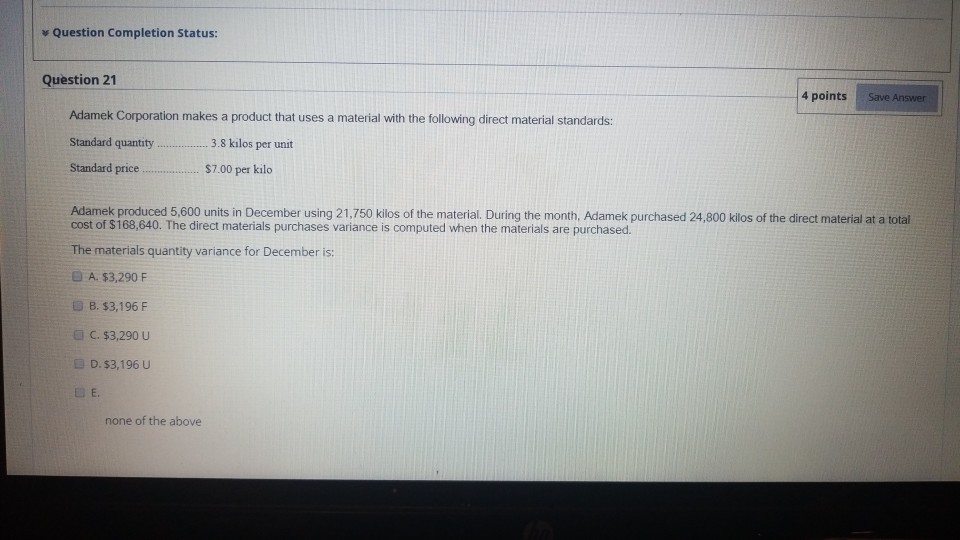 Solved Question Completion Status: Question 21 4 points Save | Chegg.com