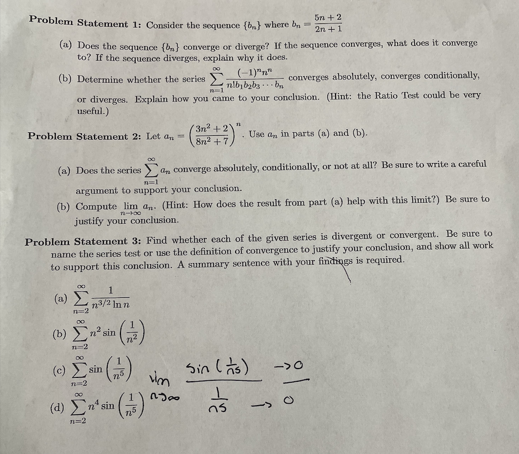 Solved Problem Statement 1: Consider The Sequence {bn} Where | Chegg.com