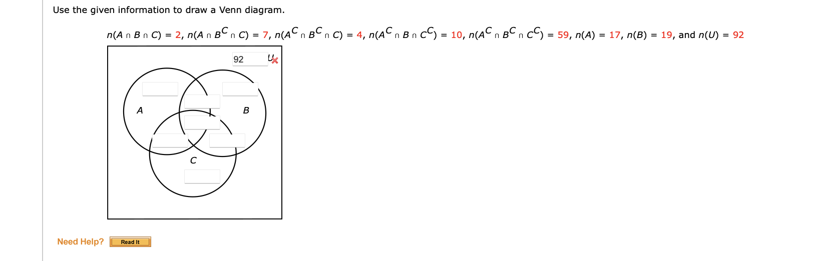 Solved Use The Given Information To Draw A Venn Diagram. | Chegg.com