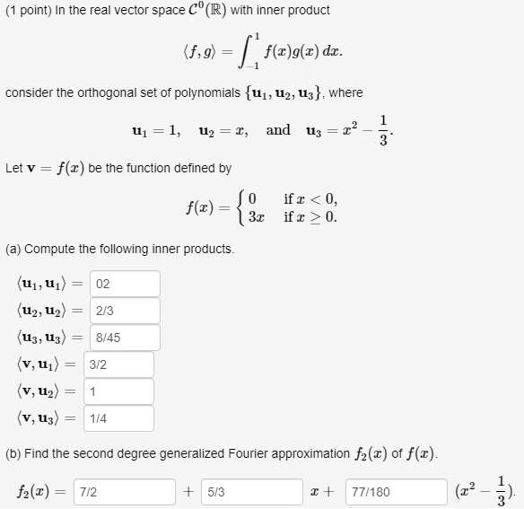 Solved 1 Point In The Real Vector Space C R With Inne Chegg Com